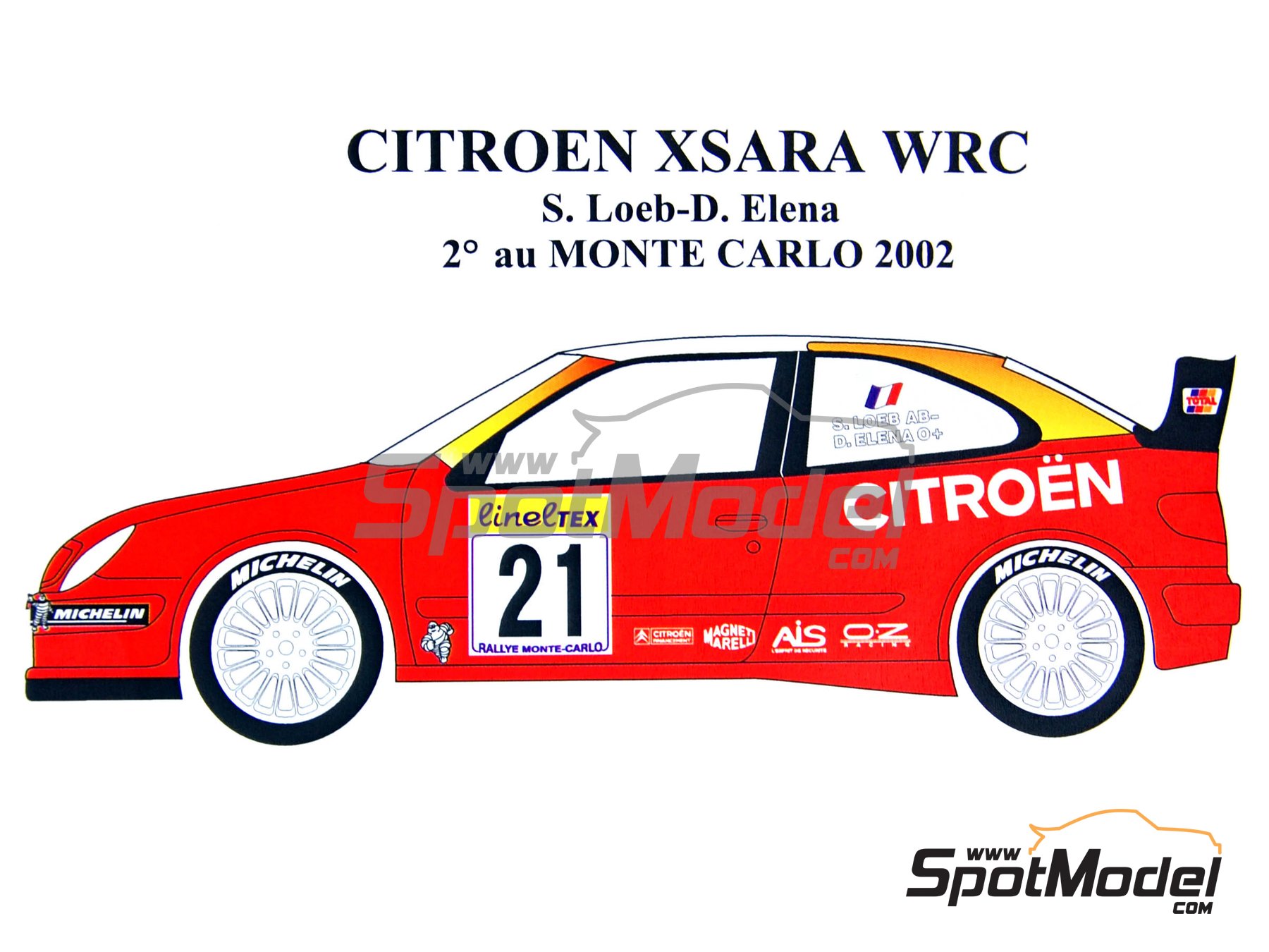 Citroen Xsara WRC - Monte Carlo Rally - Rallye Automobile de Monte-Carlo  2002. Marking / livery in 1/24 scale manufactured by Renaissance Models  (ref.